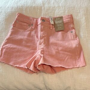 Coral pink jean shorts